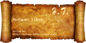 Hofman Tibor névjegykártya